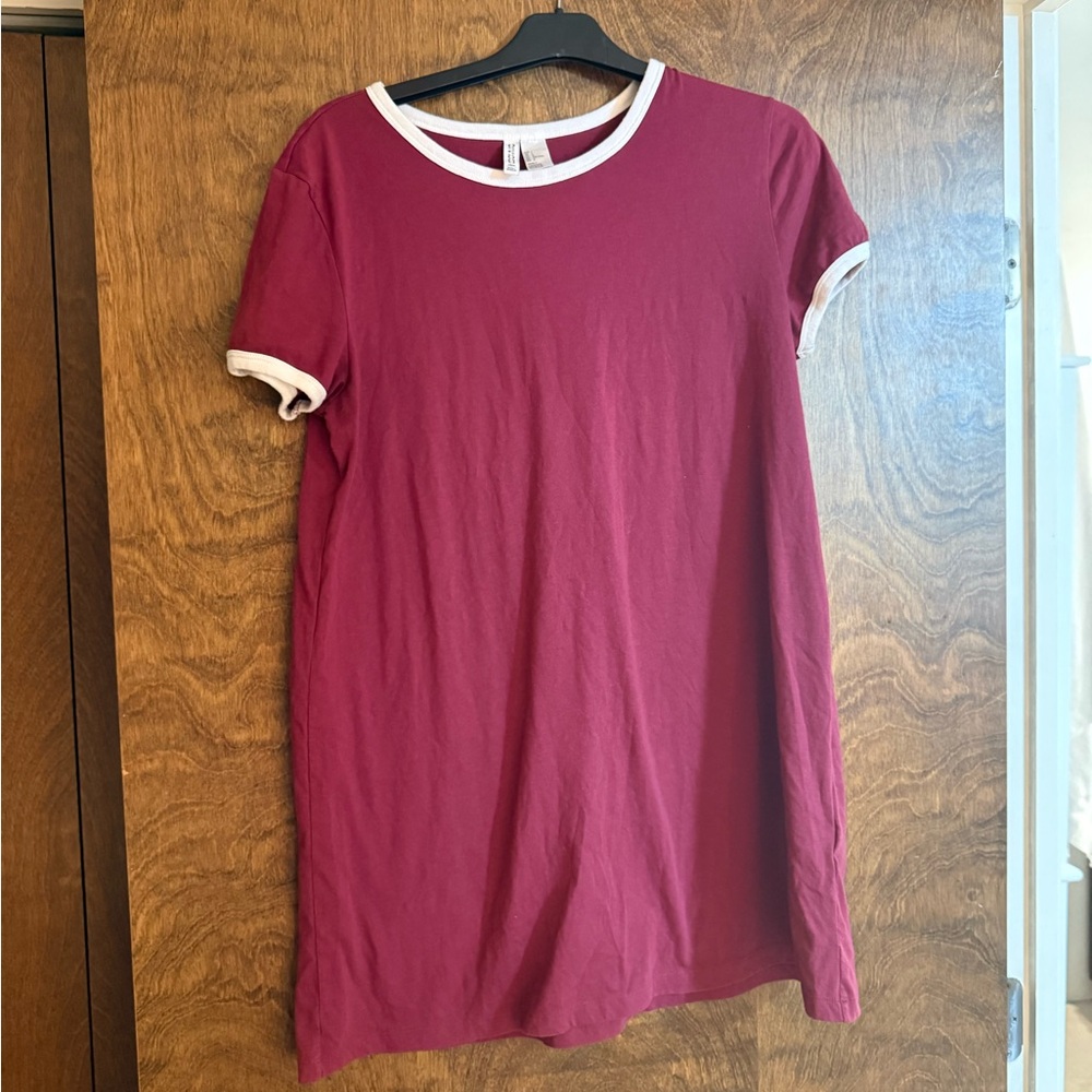 Red T-Shirt Dress with White Trim